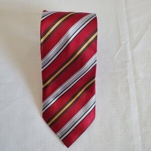 Lombardo Custom Apparel Men's Tie 100% Silk Red Multi-Color Dry Clean Only
